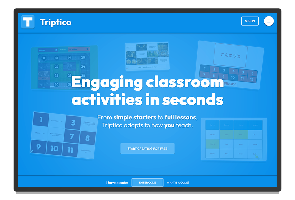 Screenshot of the New Triptico Website